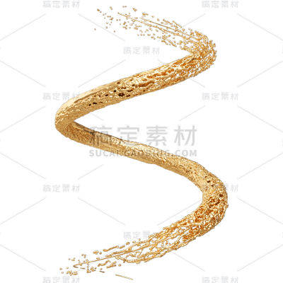 C4D-3D立体液体鎏金装饰元素贴纸10