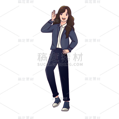卡通感教育培训女人元素贴纸