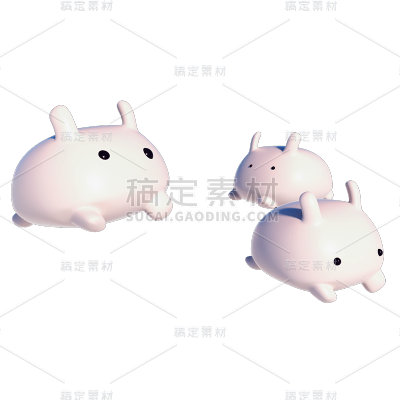 C4D-立体可爱元素-兔子