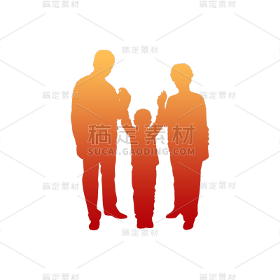中秋节八月十五家人团圆剪影人物元素素材