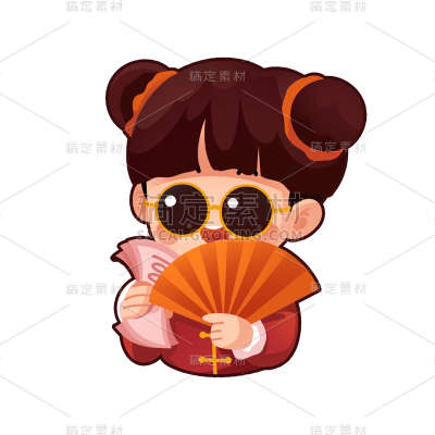 中国风春节女生元素贴纸