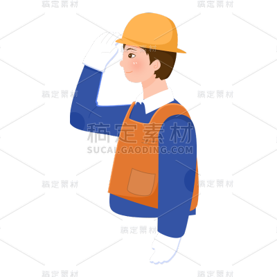 卡通感劳动节工人元素贴纸