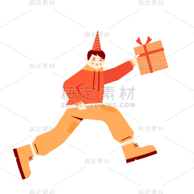 卡通感春节男人元素贴纸