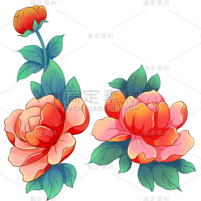 卡通感春节花元素贴纸