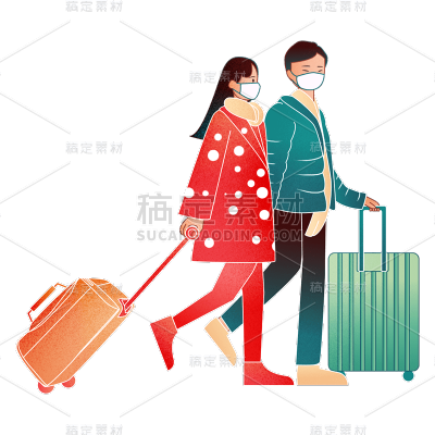 卡通感春节情侣元素贴纸