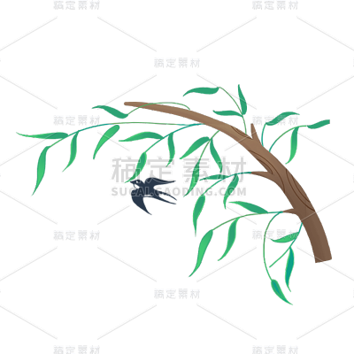 卡通感清明节树元素贴纸