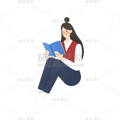 卡通感教育培训女士元素贴纸
