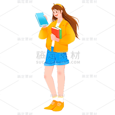 卡通感教育女生行业元素贴纸