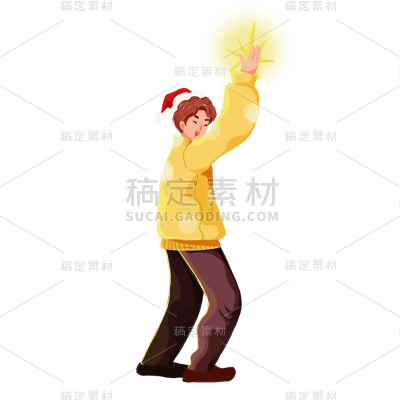 手绘圣诞节男生元素贴纸