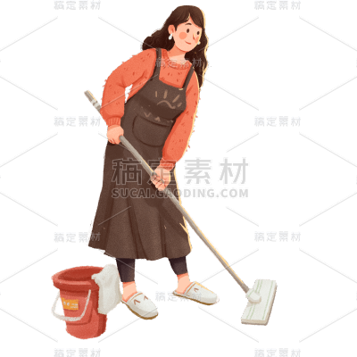 手绘风春节女士元素贴纸