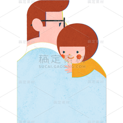 卡通感父亲节父女元素贴纸