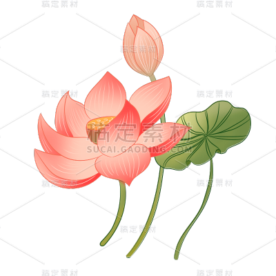 中国风国庆节荷花元素贴纸