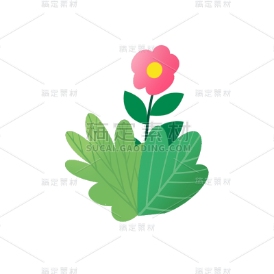 卡通感青年节花元素贴纸