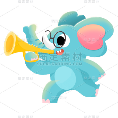 卡通拟人大象元素