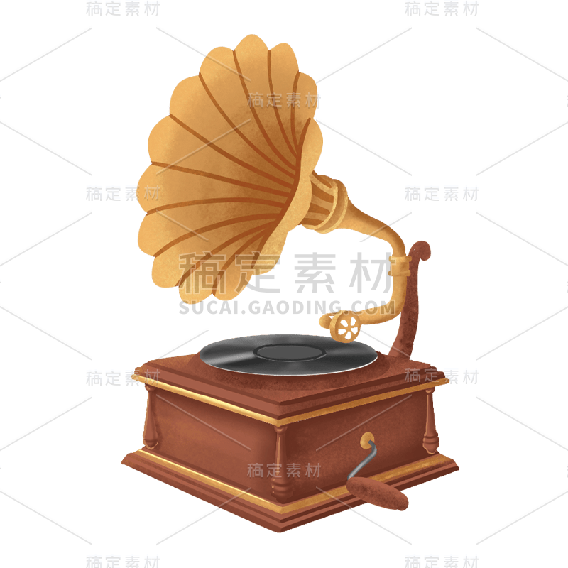 卡通感文体娱乐留声机元素