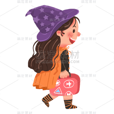 卡通感万圣节女性元素贴纸