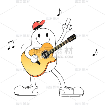 橡皮管风格弹吉他元素贴纸