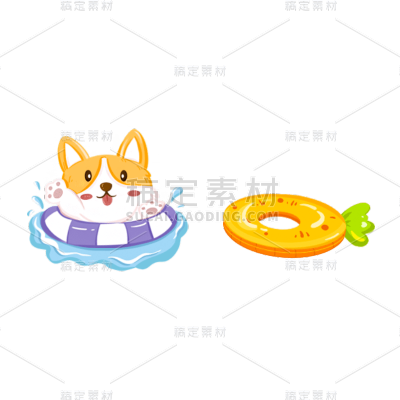 立夏动物泳圈元素贴纸