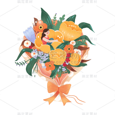 文艺情人节鲜花元素贴纸