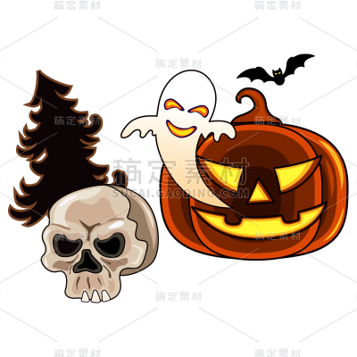 恐怖万圣节南瓜元素贴纸