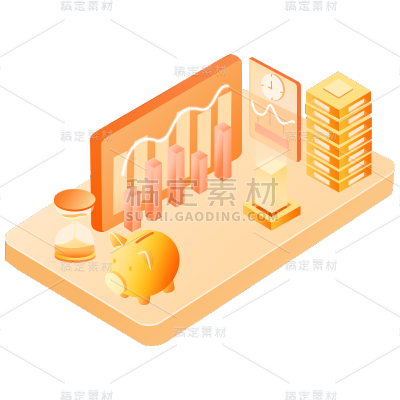 卡通感金融行业存钱罐元素
