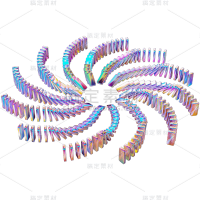 C4D-3D立体酸性风多米诺骨牌5