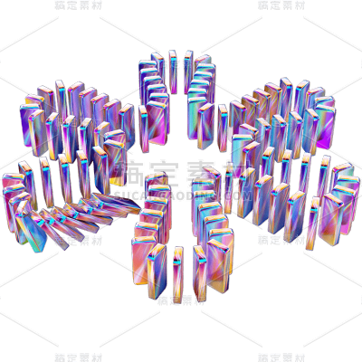 C4D-3D立体酸性风多米诺骨牌10