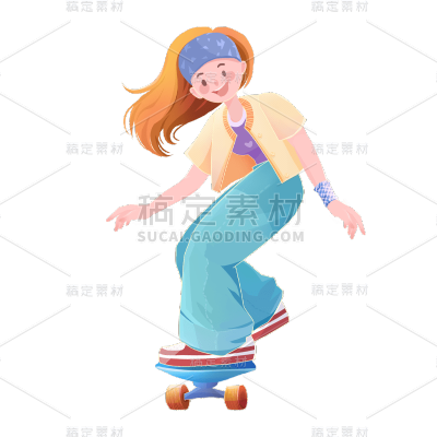 卡通感女生元素贴纸
