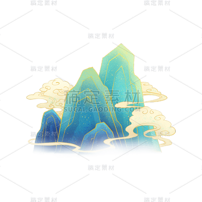 中国风山元素贴纸