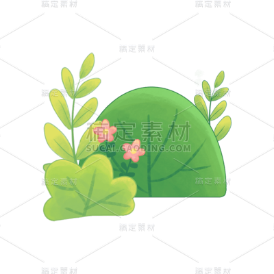 手绘草丛元素贴纸