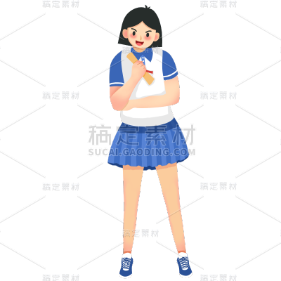 卡通感高考女生元素贴纸