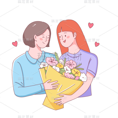 卡通感母亲节母女元素贴纸