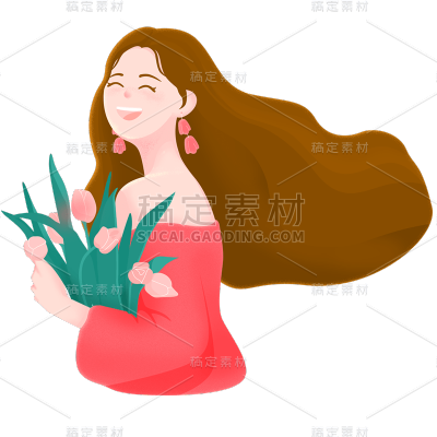 卡通感妇女节女性元素贴纸