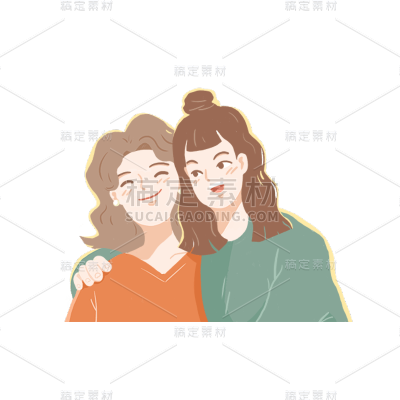 卡通感母亲节母女元素贴纸