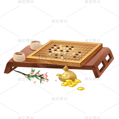手绘围棋元素贴纸