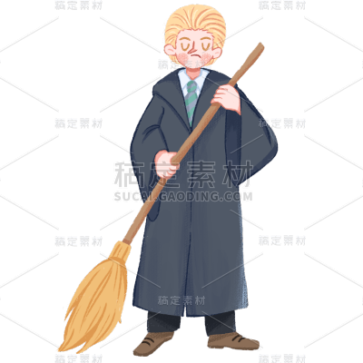 手绘-卡通魔法元素人物插画贴纸6