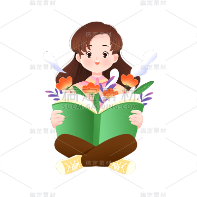 卡通感教育培训女生元素贴纸