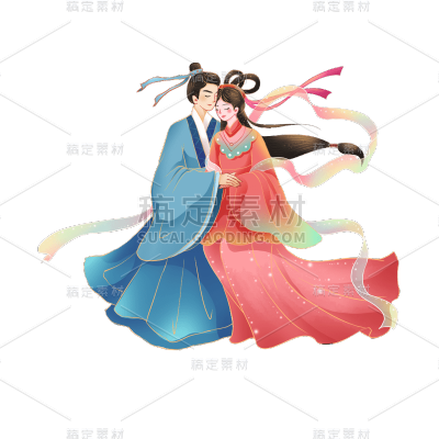 浪漫七夕情人节国潮牛郎织女人物