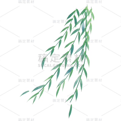 卡通感二十四节气春天柳叶元素贴纸