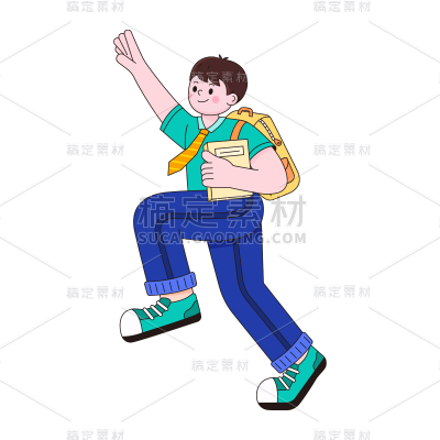 卡通感教育培训男生元素贴纸