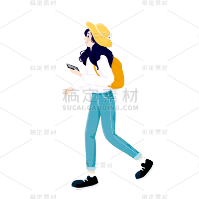 卡通感清明节女生元素贴纸