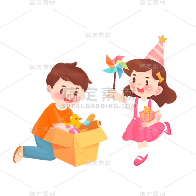 卡通感儿童节小孩元素贴纸