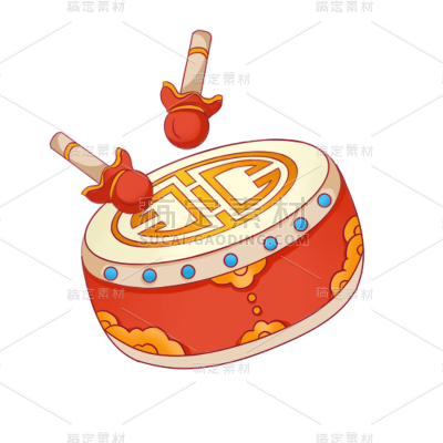 中国风春节鼓元素贴纸
