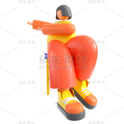 C4D人物插画素材贴纸