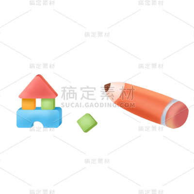 卡通感教育行业积木元素贴纸