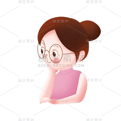卡通感教育培训女生元素贴纸