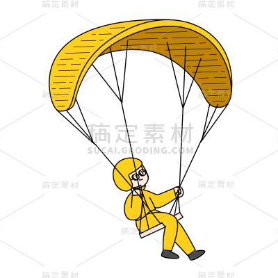 卡通感男性元素贴纸-跳伞