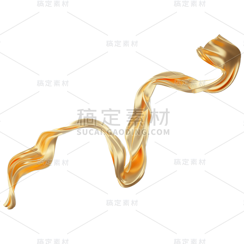 C4D-3D立体鎏金飘带装饰贴纸6