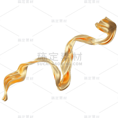 C4D-3D立体鎏金飘带装饰贴纸6