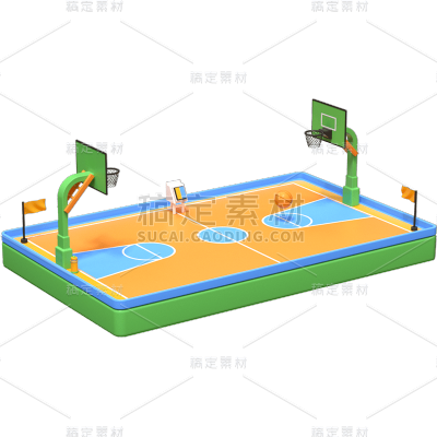 C4D-3D建筑插画贴纸-篮球场2